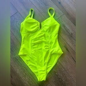 Woman's one piece bathing suit.
